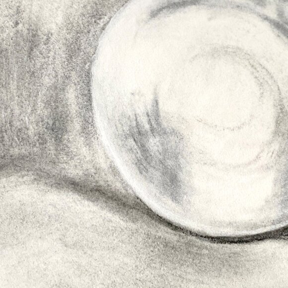 Special Pearl Original Charcoal Drawing Wall Art 11x14in Matted Frame Ready Blac - Picture 6 of 9